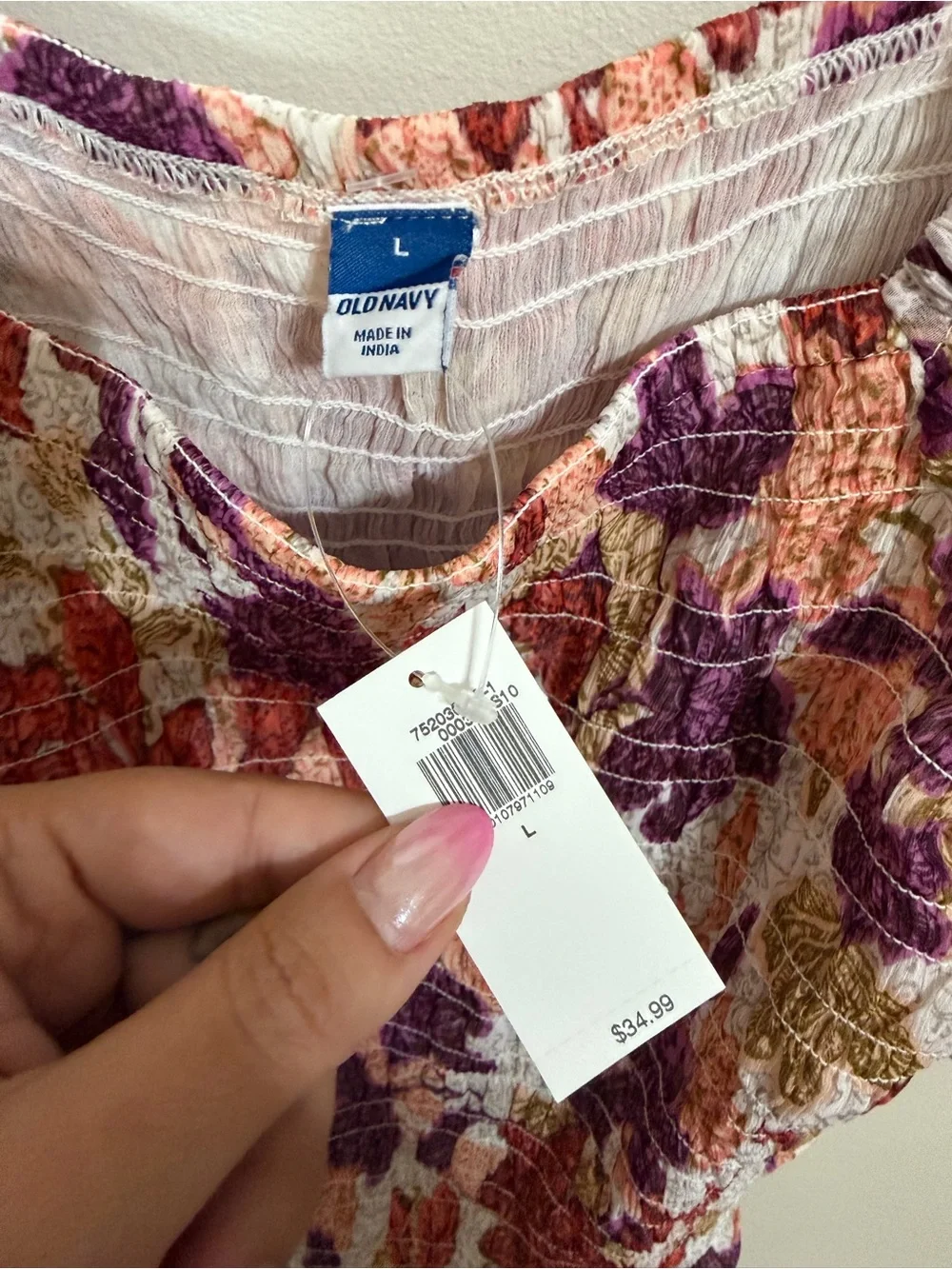 NWT Old Navy Floral Smocked Puff Sleeve Blouse Size Large Cottagecore Boho